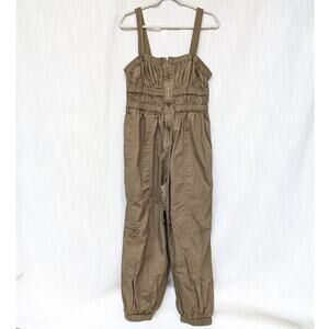 Ulla Johnson Olive Katrien Cotton Wide-Leg Gathered Sleeveless Jumpsuit, size 10